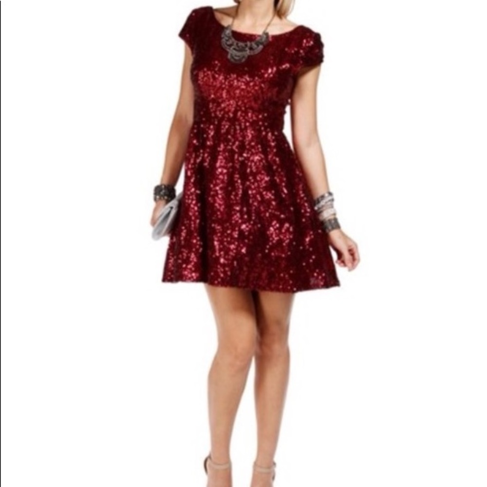 Maroon Sequined Cocktail Dress